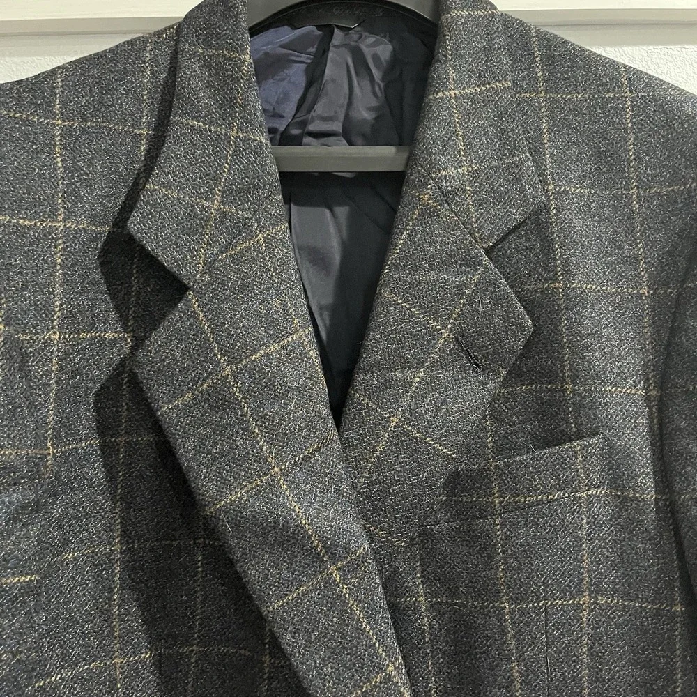 Ermenegildo Zegna Spiritoso Wool Cashmere Glen Plaid Windowpane Blazer 42R READ